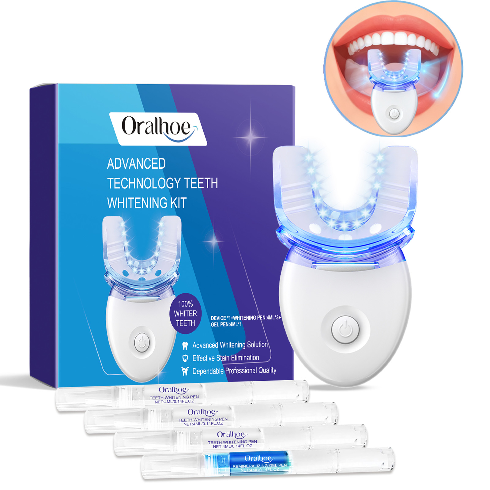 Teeth Whitening Bleaching Kit - Professional Teeth Whitening LED Light Kit